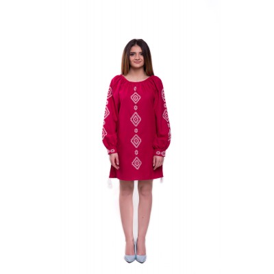 Embroidered Dress "Cherry Rhombs"